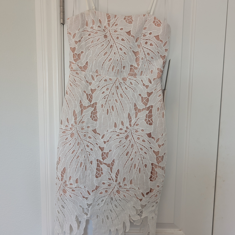 Lulu's Resplendence White Lace Bodycon Midi   Dress